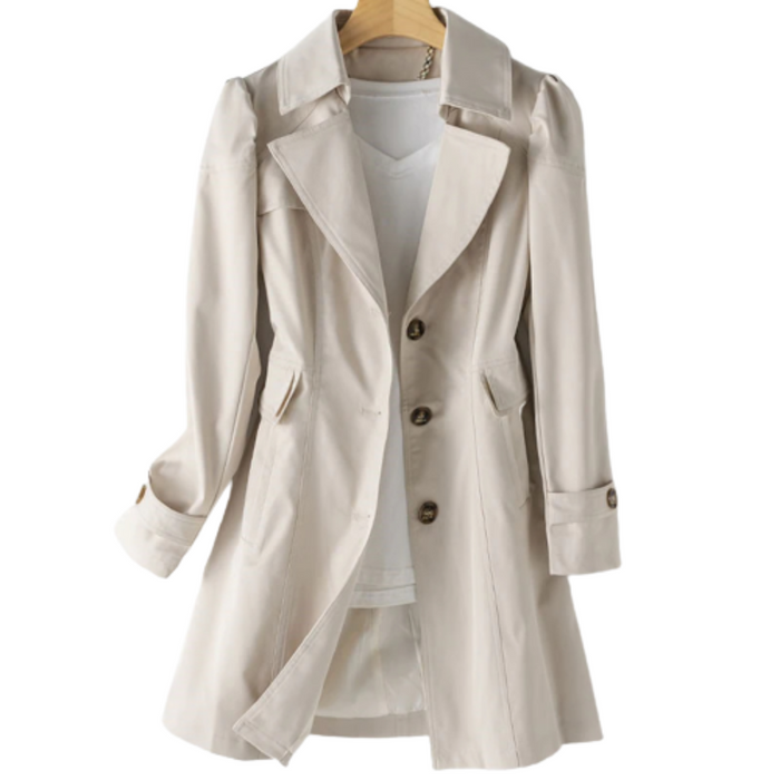 Single-Breasted Mid-Long Women Trench Coat