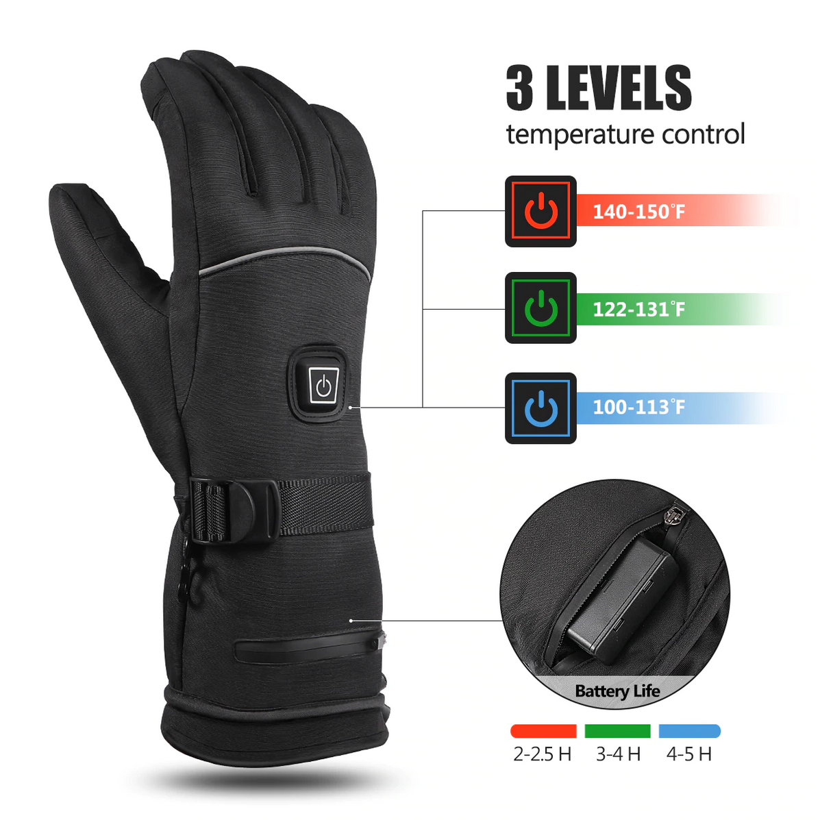 Electric Battery Heated Gloves - Waterproof, Thermal Heat, Touch Scree ...