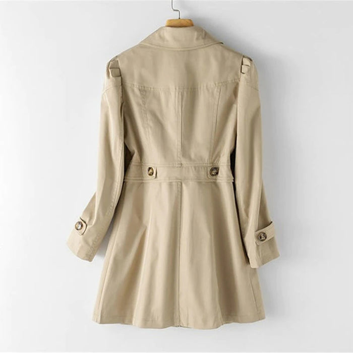 Single-Breasted Mid-Long Women Trench Coat