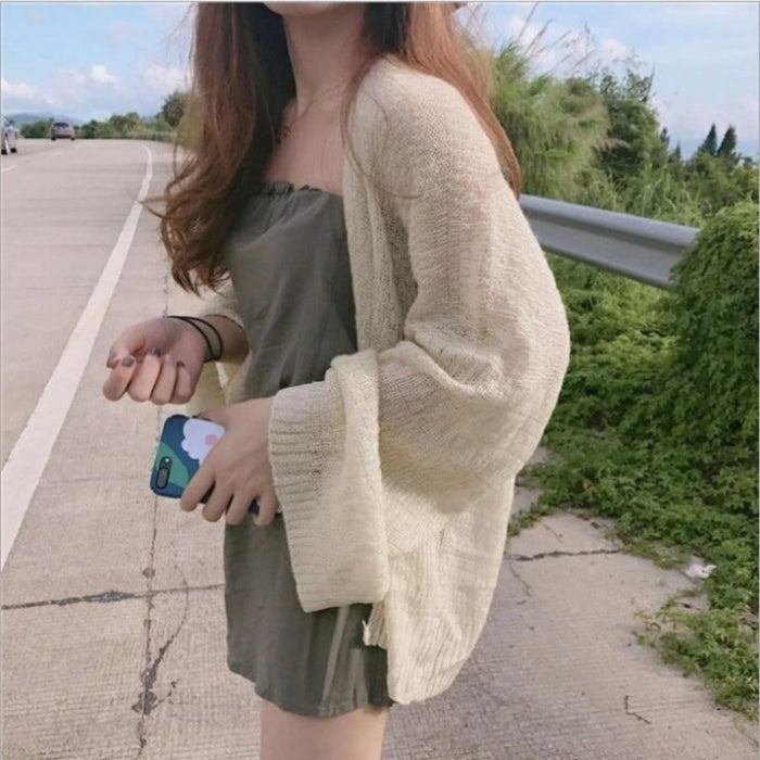 Loose Hollow Knitted Cardigan For Women