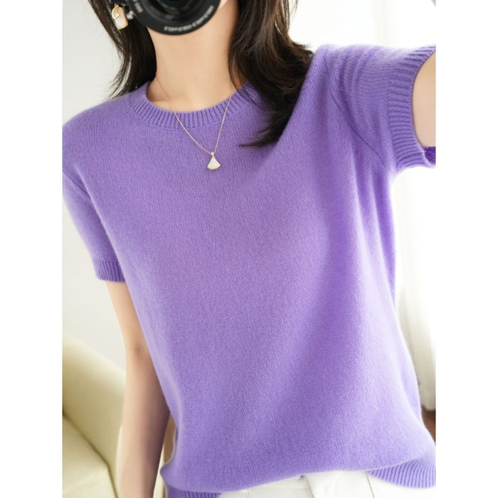 Short-Sleeved Pullover Knitted Women's Sweater