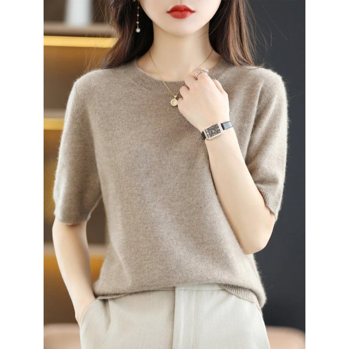 Short-Sleeved Pullover Knitted Women's Sweater