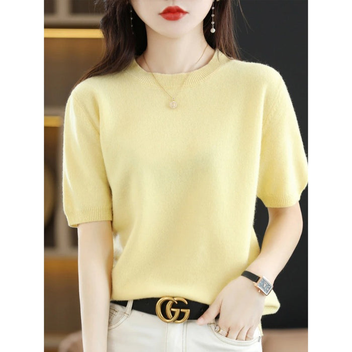 Short-Sleeved Pullover Knitted Women's Sweater