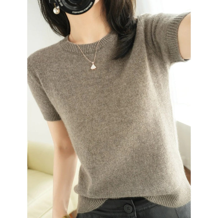 Short-Sleeved Pullover Knitted Women's Sweater