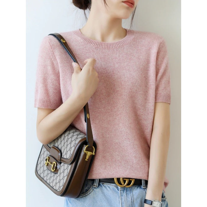 Short-Sleeved Pullover Knitted Women's Sweater