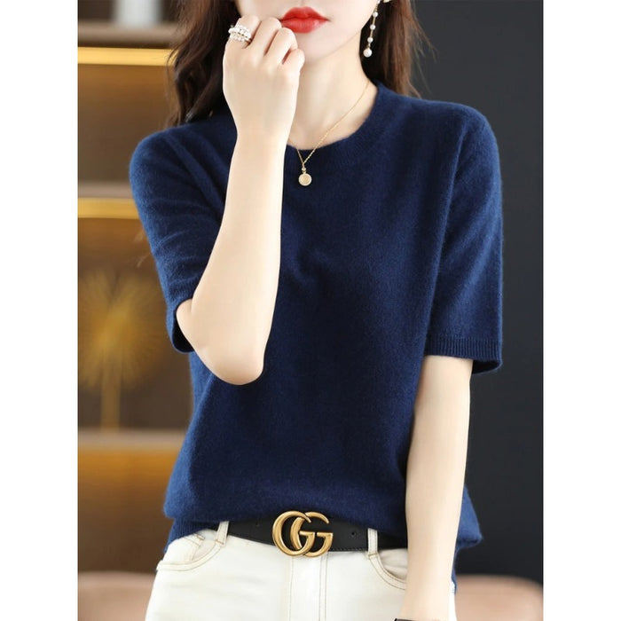 Short-Sleeved Pullover Knitted Women's Sweater