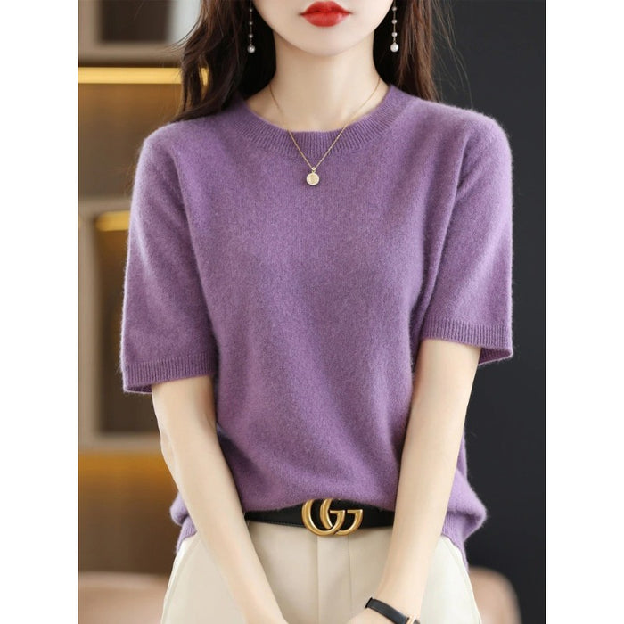 Short-Sleeved Pullover Knitted Women's Sweater