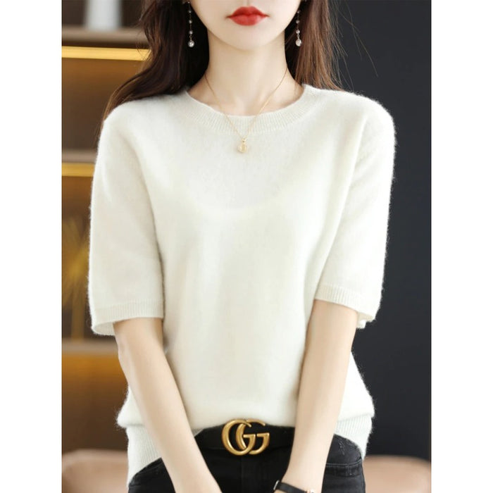 Short-Sleeved Pullover Knitted Women's Sweater