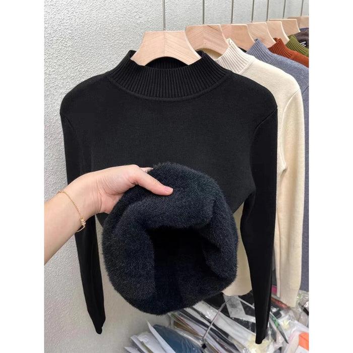 Korean Turtleneck Slim Thicken Plus Velvet Women Sweater