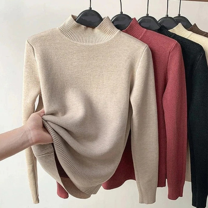 Korean Turtleneck Slim Thicken Plus Velvet Women Sweater