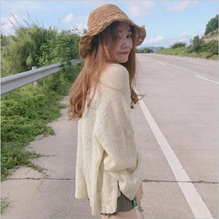 Loose Hollow Knitted Cardigan For Women