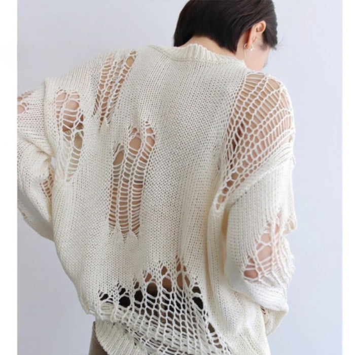 Korean Style Long-Sleeved Hole Sweater