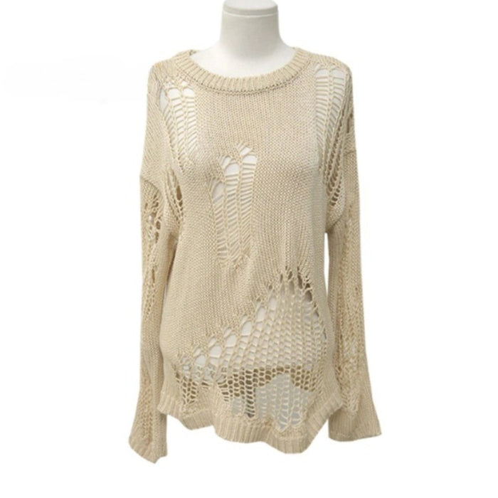 Korean Style Long-Sleeved Hole Sweater