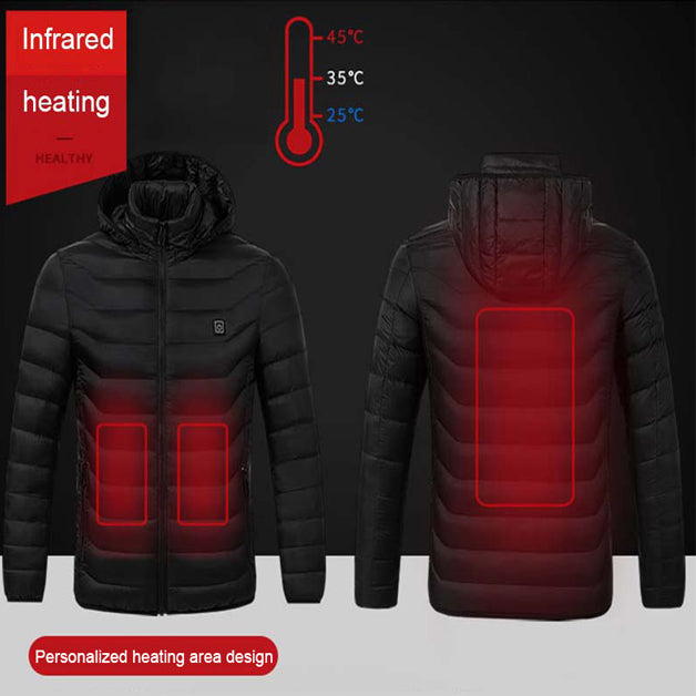 Electric Battery Heated Hooded Jacket - Waterproof , Thermal Heating