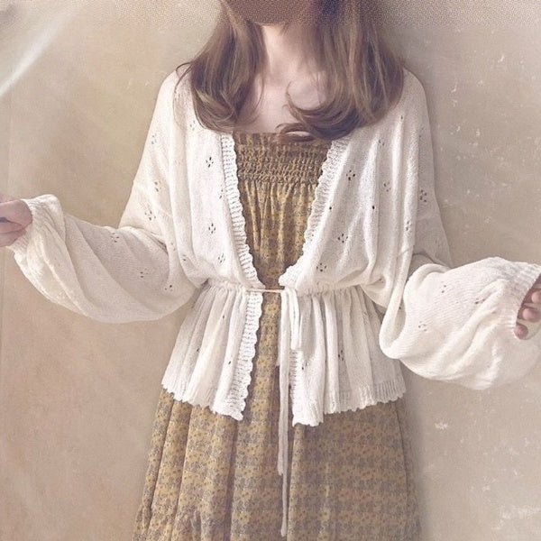 Loose Lace-Up Knitted Cardigan Sweaters