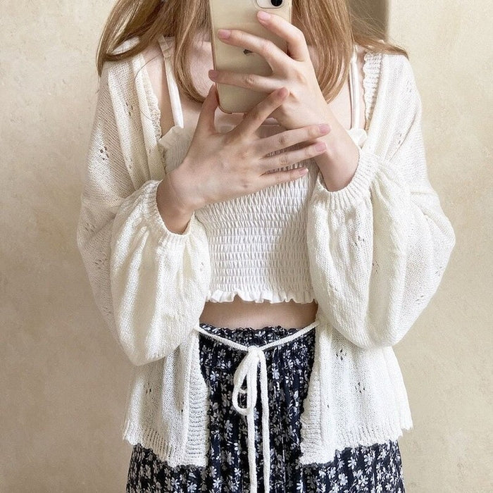 Loose Lace-Up Knitted Cardigan Sweaters