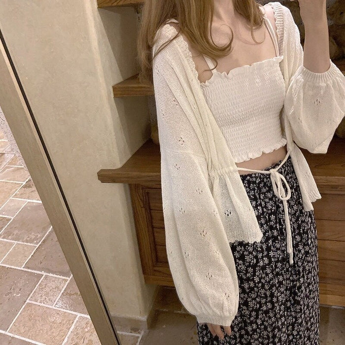 Loose Lace-Up Knitted Cardigan Sweaters