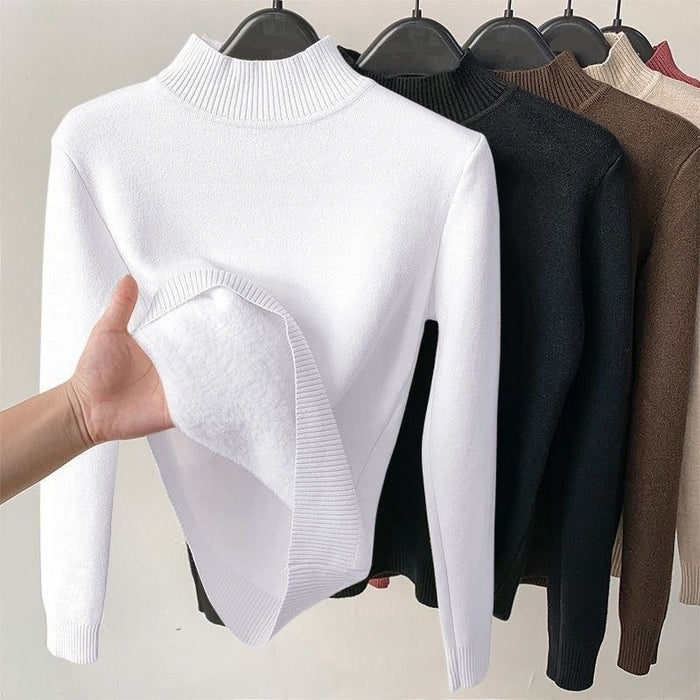 Korean Turtleneck Slim Thicken Plus Velvet Women Sweater